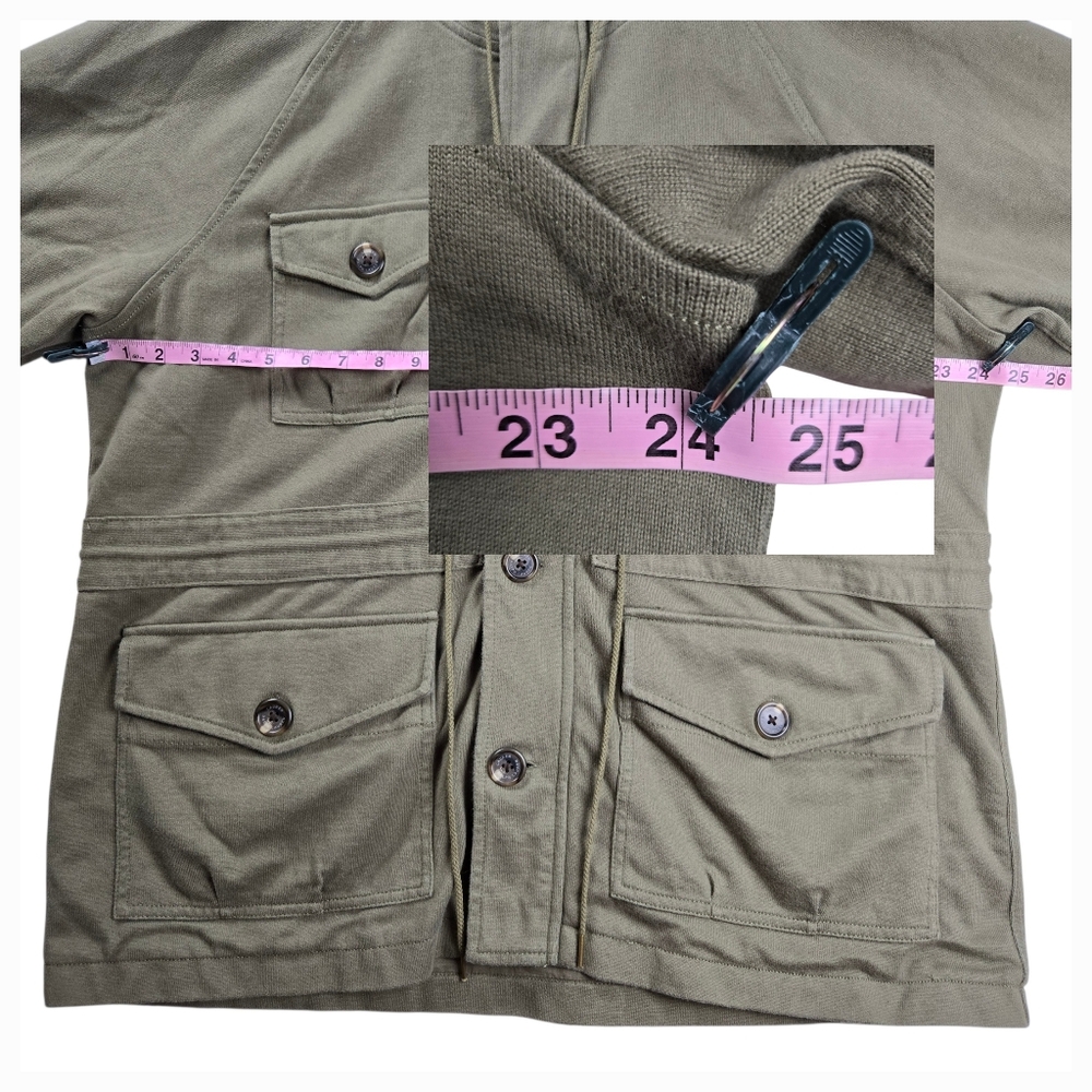 Lauren Ralph Lauren Hooded Utility Cinched Waist Full-Zip Cotton Knit Jacket - Picture 15 of 16